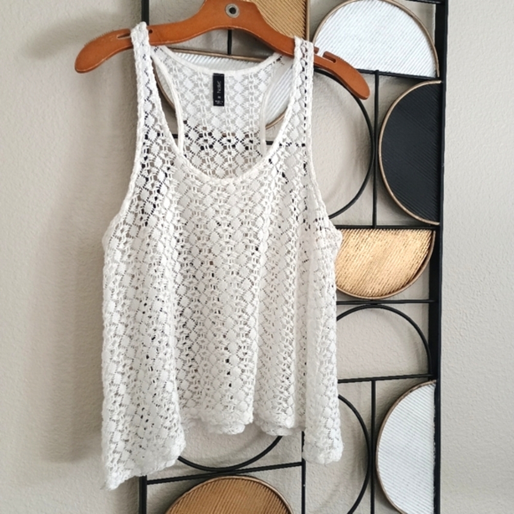 4/$25 White Crochet Tank